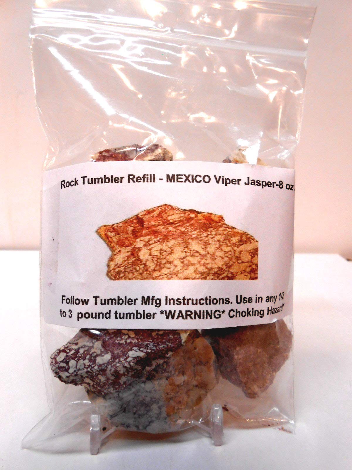 Rockhound's 1st Choice Mexico Viper Jasper Rock Tumbler Gem Refill Kit Rough- 240ml