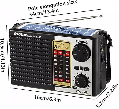 Miniatura 2 de ikaufen Altavoz portátil solar FMAM SW Radio Digital Bluetooth Reproductor MP3 recargable Viene con una linterna y correa para la muñeca
