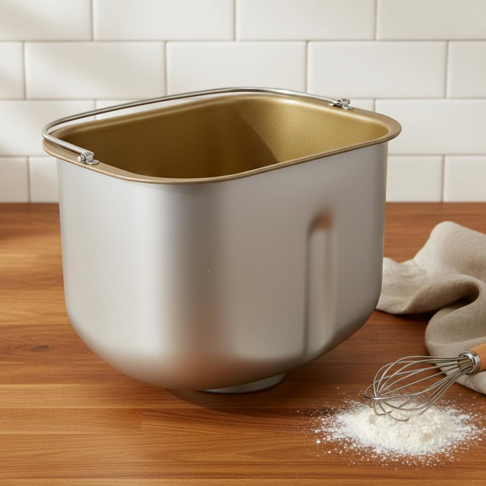 MagiDeal Moule à Appareil Maison Seau Pétrin Machine à Contenant Mélange Cuisson Poêle Autonettoyante avec Revêtement Alimentaire Adapté pour Familles et Boulangerie Domestique, Doré