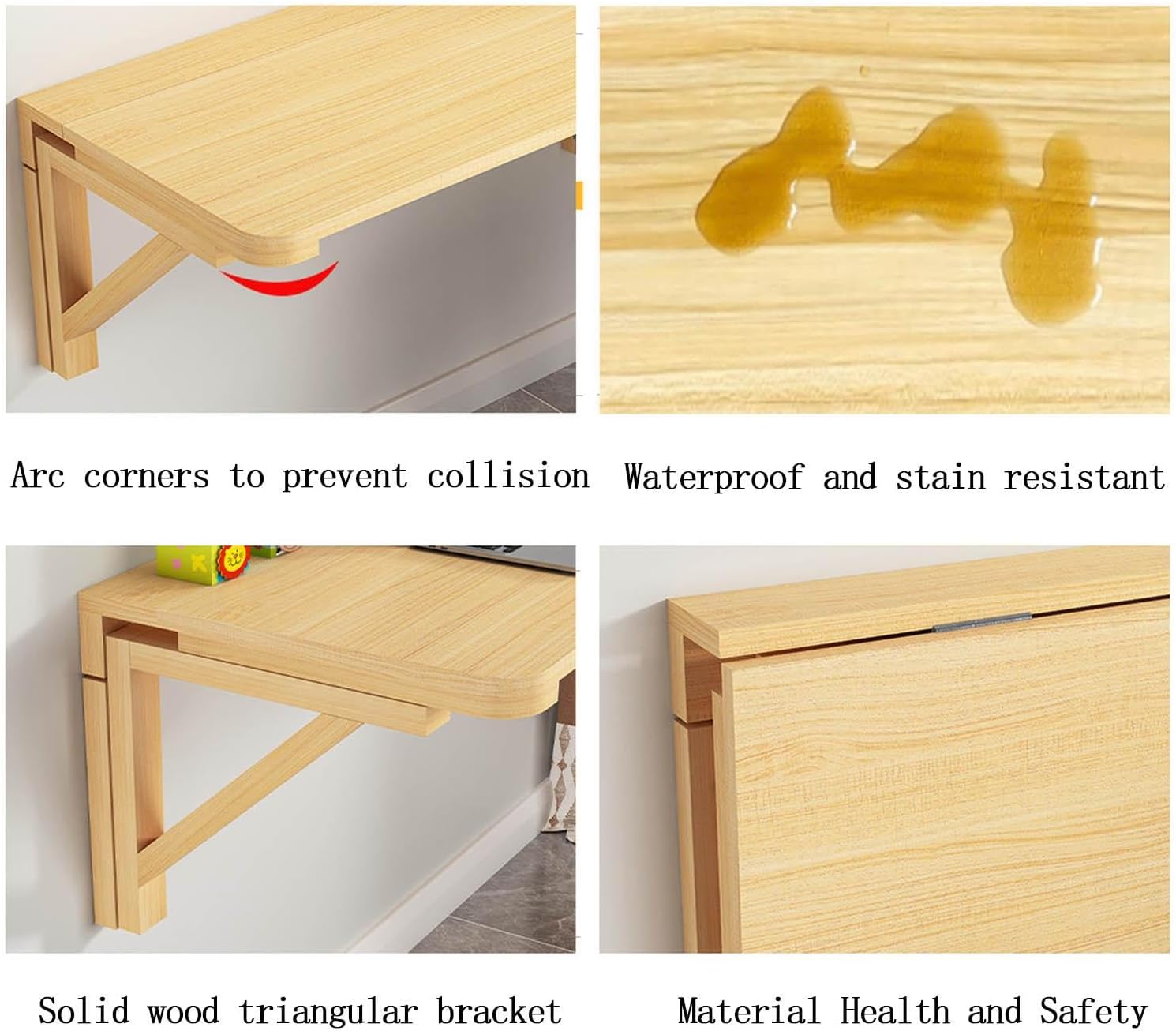 Wall Mounted Folding Table, Floating Desk for Small Spaces,Solid Wood Bracket Laundry Folding Table,Wall Folding Desk,Home Bars and Dining Establishments,50 * 30cm/19.6 * 11.8in