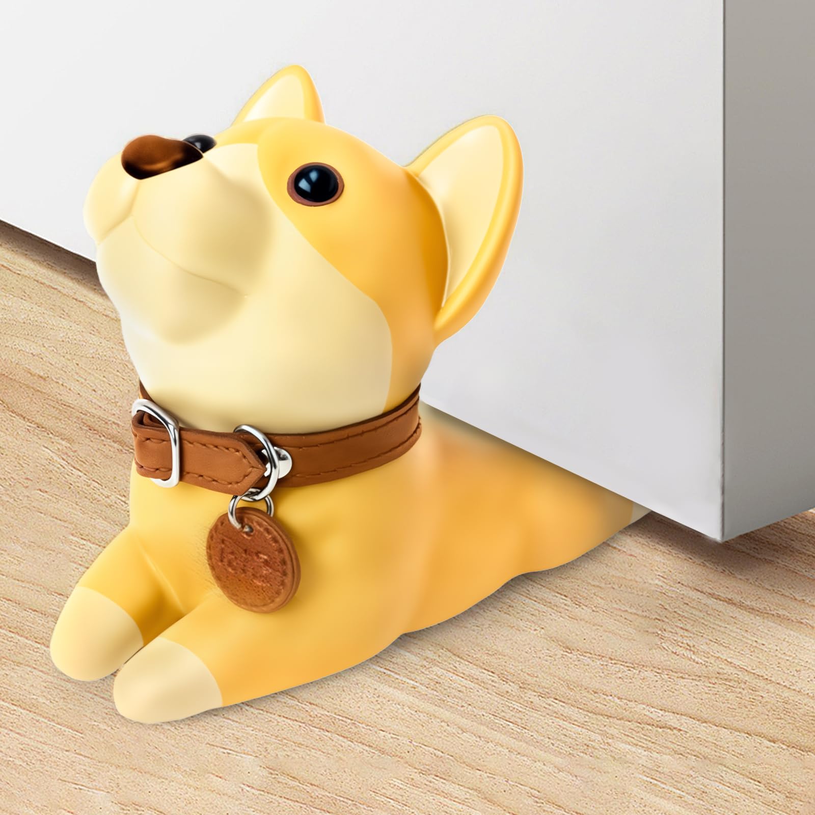 DomeStar Cute Dog Door Stopper, Shiba Inu Door Stop Decorative Animal Doorstop Wedge for Home and Office, Brown