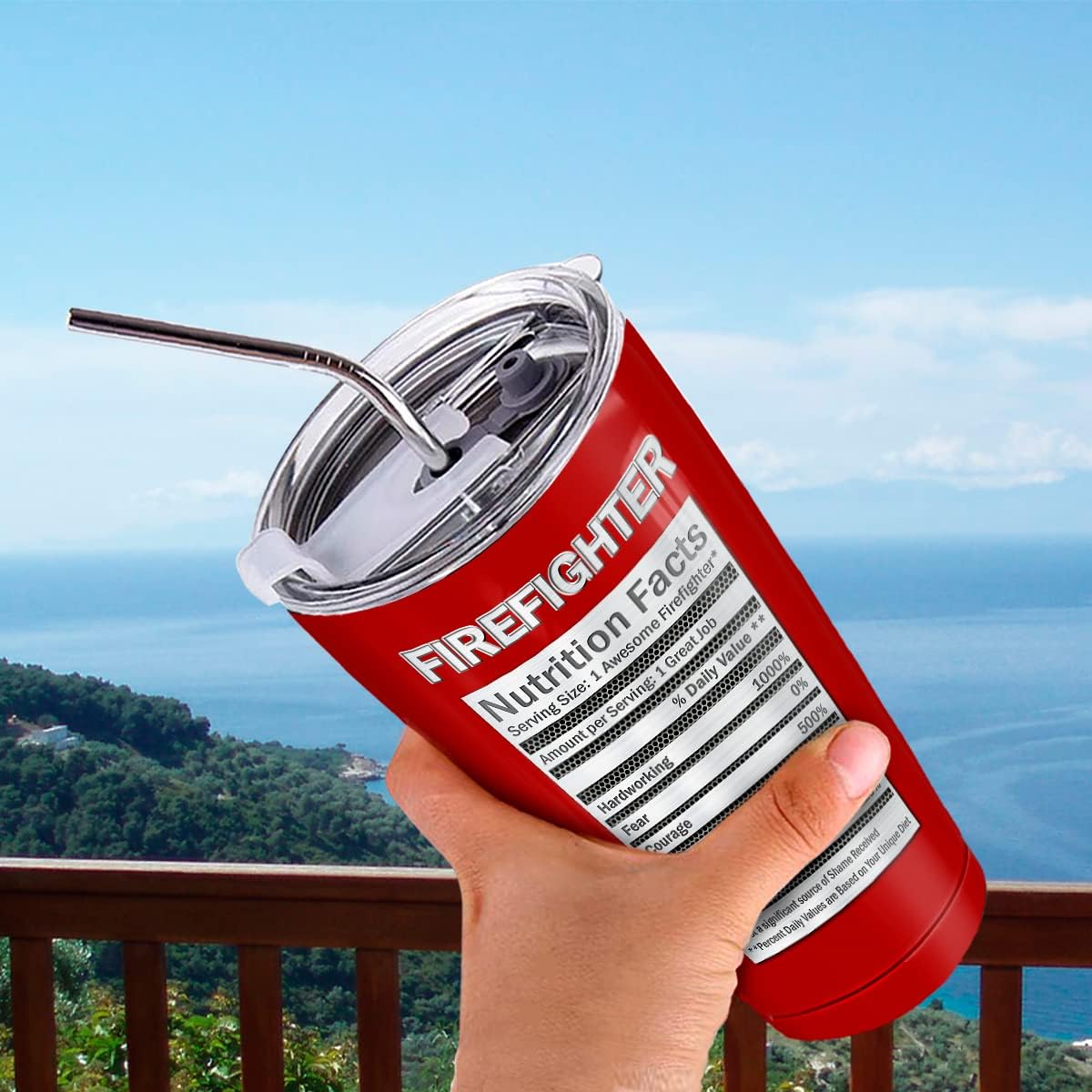 wowcugi Firefighter Gift Firefighter Tumbler 20oz Fireman Gifts For Men Fire Fighter Stainless Steel Insulated Tumblers Coffee Travel Mug Cup Firefighters Gift For Dad Boyfriend Husband Firemen Stuff - Image 6