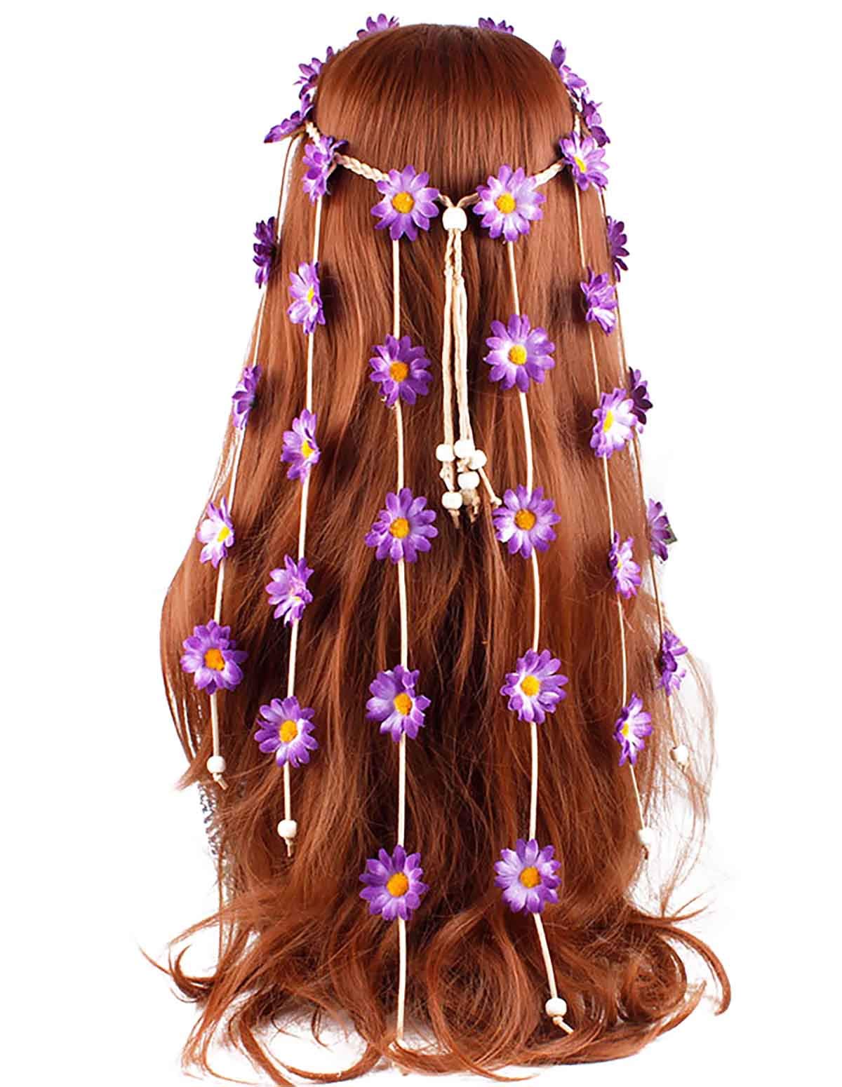 FodattmWomen Lady Handmade Gypsy Hippie Sunflowers Headdress Fascinator Headband Floral Crown Bohemian Flower Headwear Headpiece Hairband