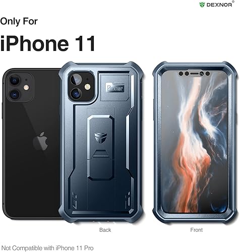 Miniatura 2 de Dexnor Funda para iPhone 11, Protector de pantalla y soporte integrados Protección de grado militar resistente a prueba de golpes para iPhone 11,
