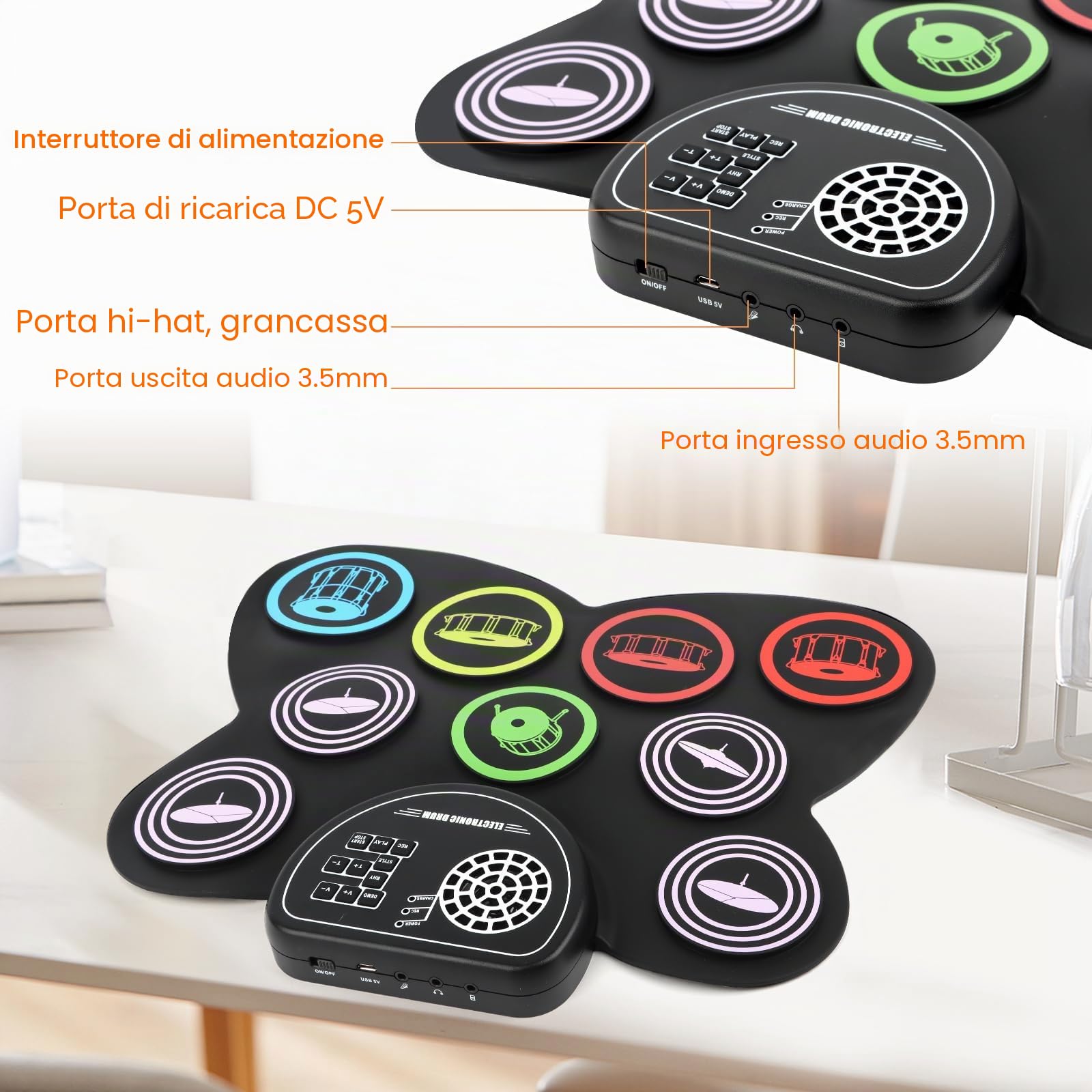 Batteria Elettronica per Adulti e Bambini - Strumento Musicale Professionale con Cuffie, Luci e Effetti Sonori - Ideale per Principianti ed Esperti