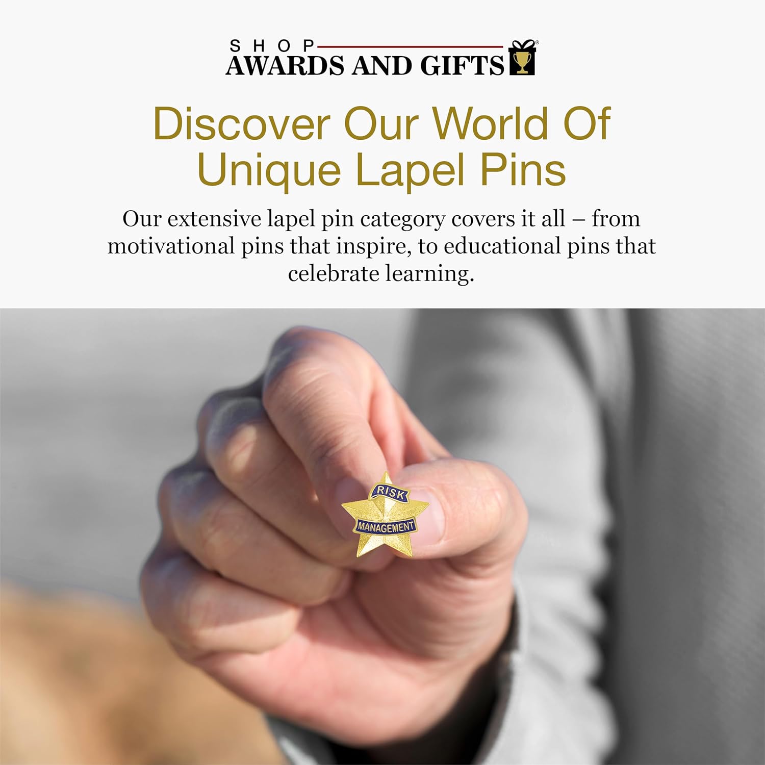 SHOP AWARDS AND GIFTS 1-3/16 Inch 3D Risk Management Star Lapel Pin, 12 Pack, For Men, Women, Unisex Lapel Pin Award and Gift