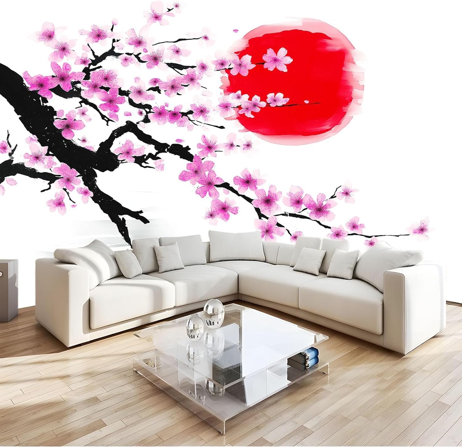 Papier peint Sakura japonais panoramique pour agrandir une chambre ou un salon