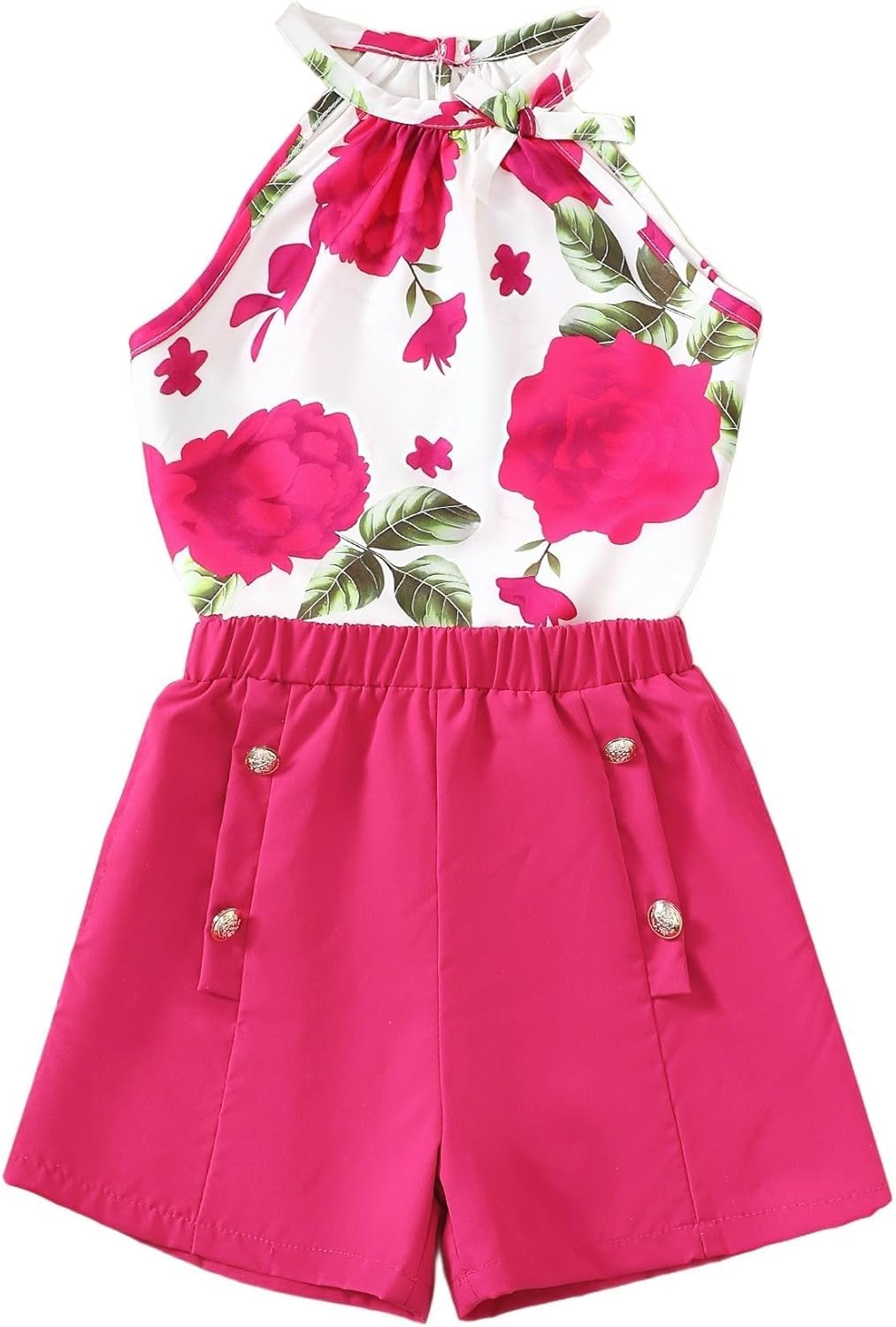 Cute Clothes for Girls Summer Outfits Kids Rose Crop Top Pockets Shorts Tween Girls Hawaiian Clothing Set Size 8-12