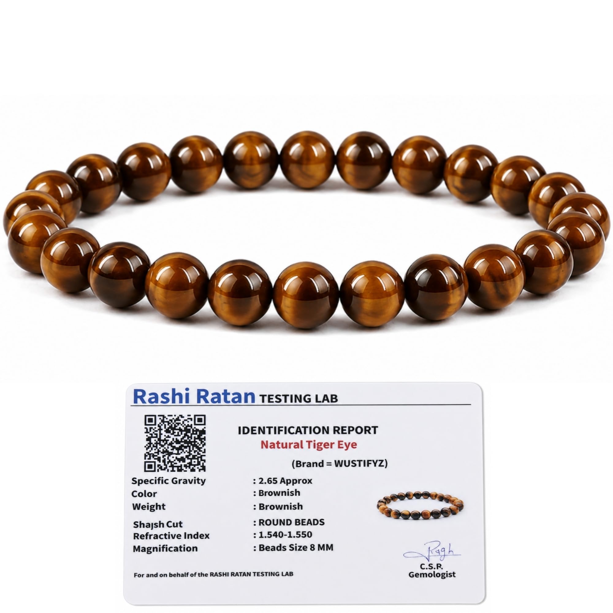 Tiger Eye Bracelet for Men & Women | Natural Tiger Eye Beads for Confidence, Good Health & Healing | Authentic Tigers Eye Bracelet with Authenticity Certificate-image-6