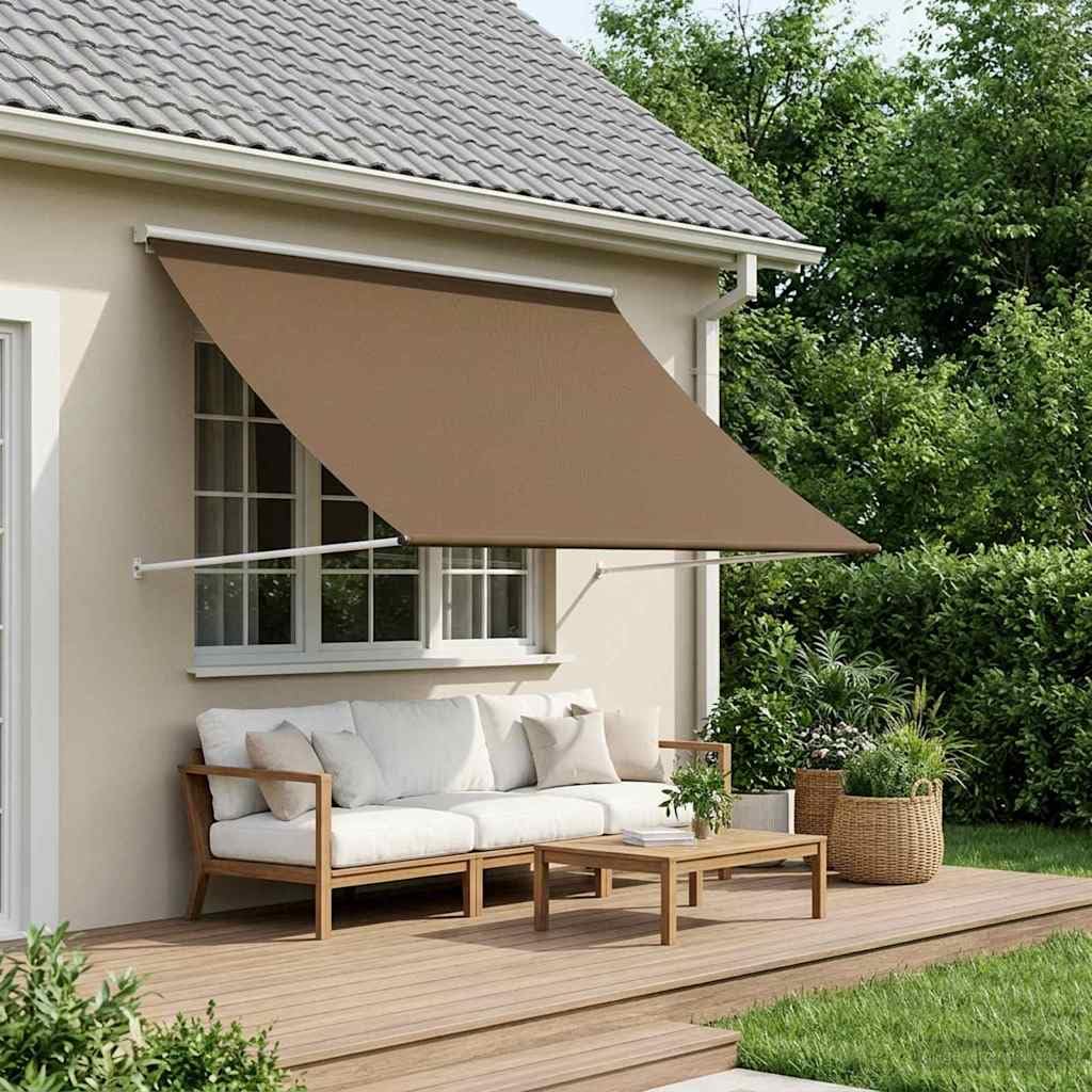 Toldo 350 x 150 cm, color marrón | Altura y ángulo ajustables, marco acero, poliéster 180 g/m² con revestimiento de PU, impermeable, para terraza jardín balcón