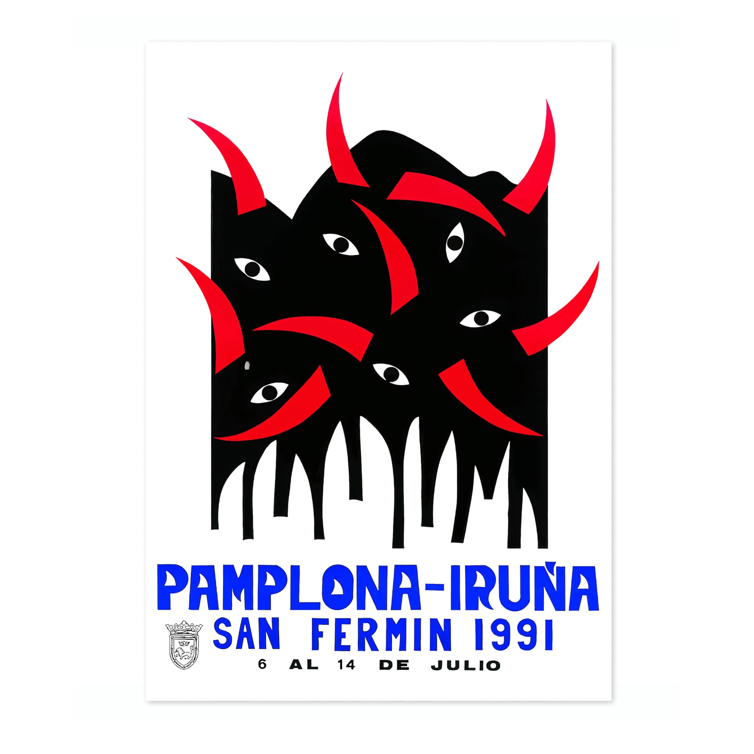 Bullfighting In Pamplona, Spain Vintage Spanish Travel Poster, Retro Spain Tourism Print, Decoration Wall Art Seville Landmark Bedroom Decor, A1 (Print Only) - 84.1x59.4cm — image 1