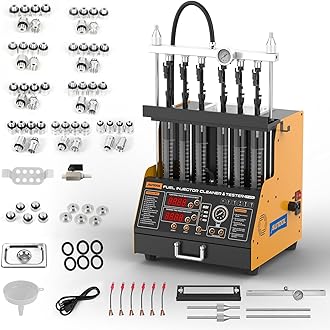 AUTOOL Fuel Injector Cleaner and Tester Machine, Ultrasonic Fuel Injection Cleaner for All 6 Cylinder Petrol Vehicles, GDI, EFI, FSI Fuel Injection Systems Cleaner Kit 12V/70V/220V