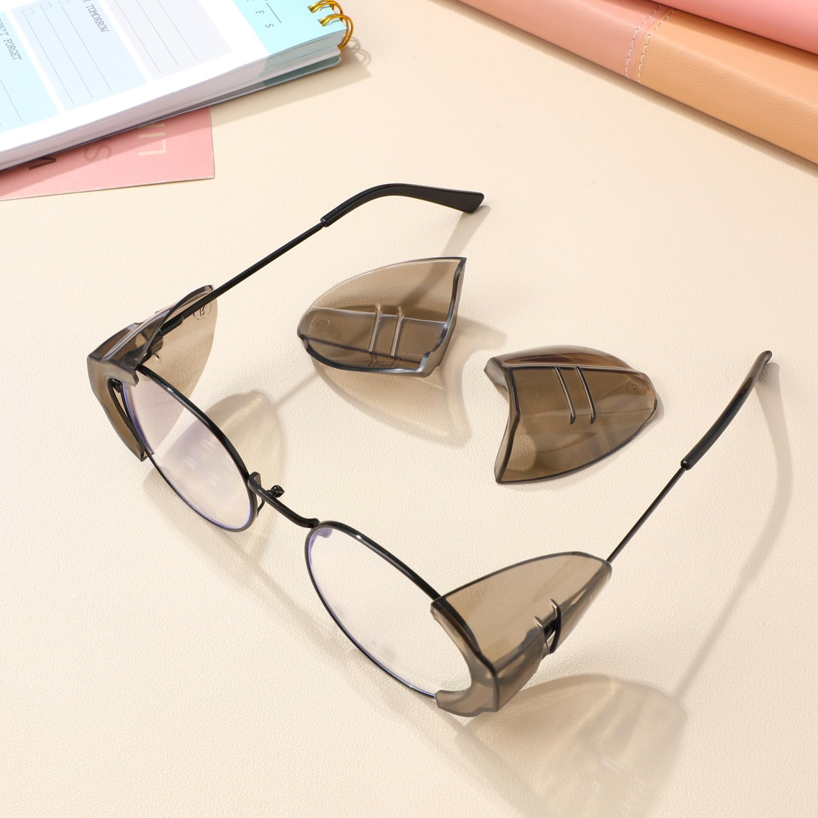 SEWACC 2Paires Protection pour Lunettes Latérales Amovibles Tpu pour Lunettes de Sécurité Protection les Éclaboussures Confortables et Légères Marron Foncé