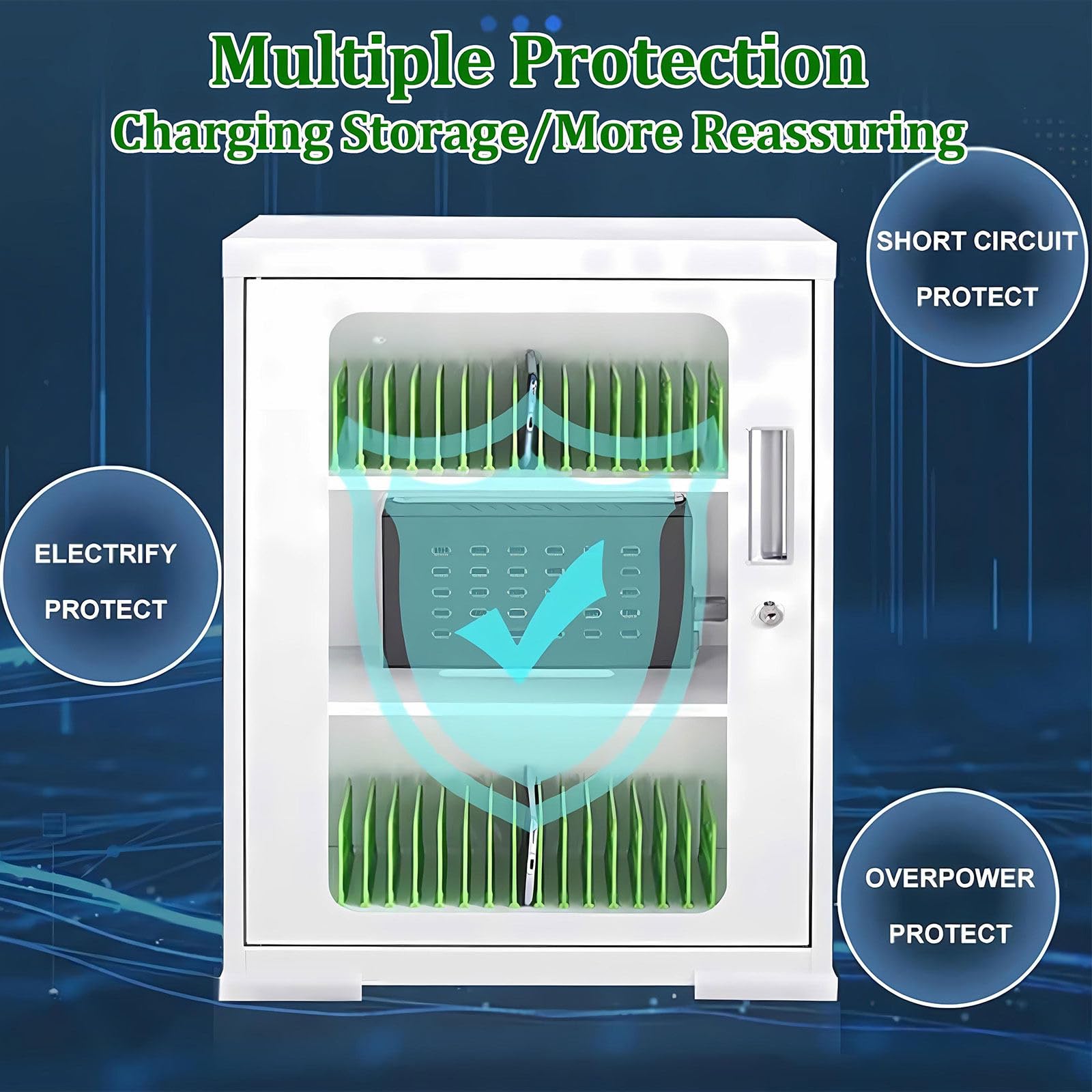 Station Recharge Multi Appareils, Armoire De Téléphone En Aluminium Durable, Station De Recharge Mobile Avec Verrou, Casier De Classe Avec Chargeur 12-Slots