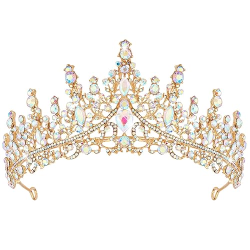 Miniatura 1 de COCIDE Tiara y corona de oro para mujer coronas de reina de cristal tiaras de princesa con diamantes de imitación para niña novia boda accesorios