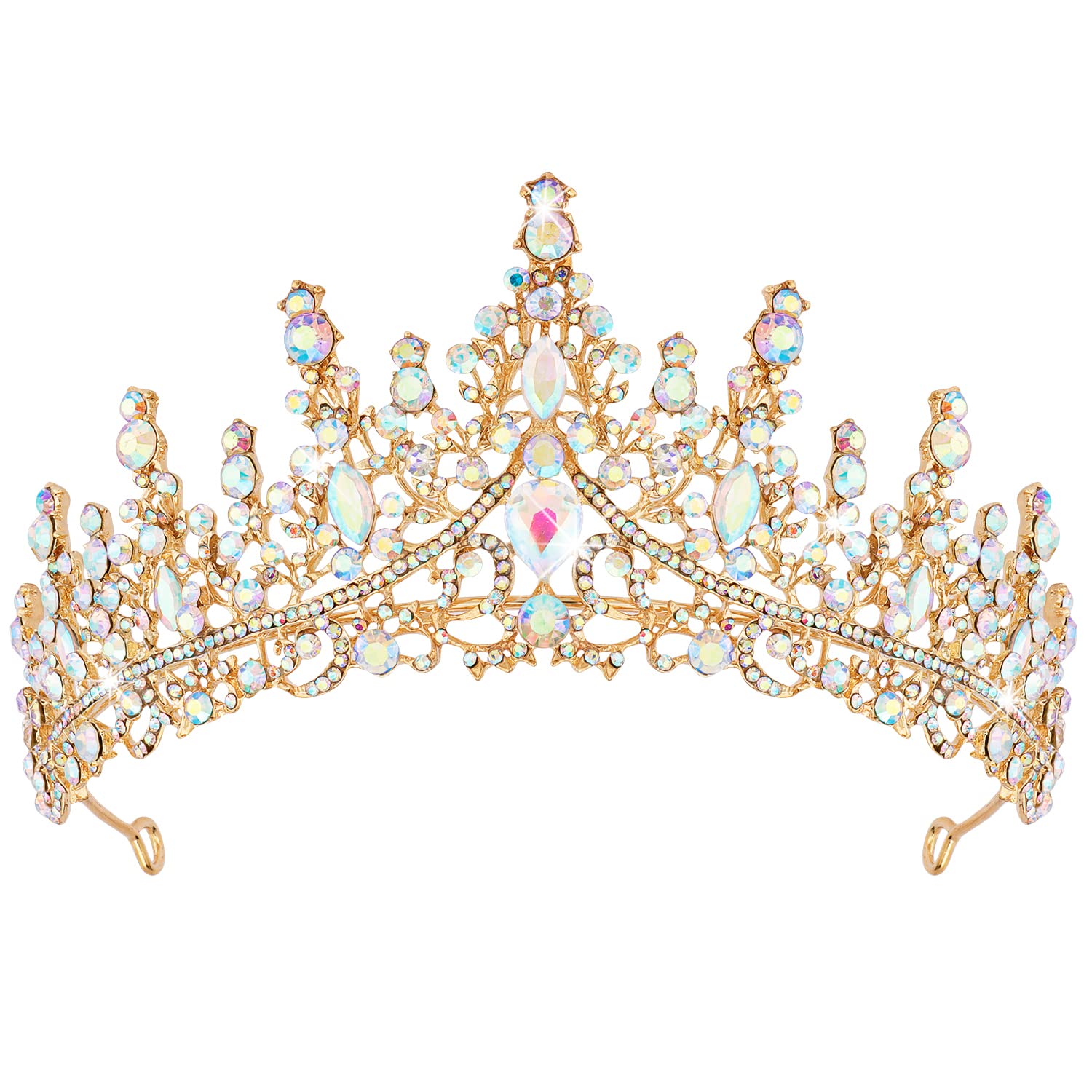 COCIDE Gold Tiara and Crown for Women Crystal Queen Crowns Princess Rhinestone Tiaras for Girl Bride Wedding Hair Accessories for Bridal Birthday Party Prom Halloween Costume Cosplay