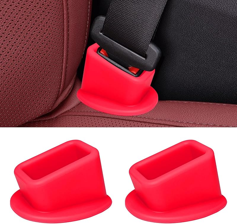 Suporte para Fivela do Cinto de Segurança SWQS em Silicone – 2 unidades, Vermelho