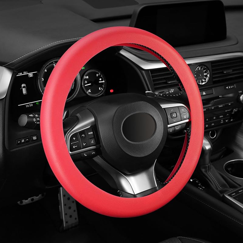 Capa para Volante em Silicone Antiderrapante alpmosn Vermelha para Volantes de 35,6–38,1 cm