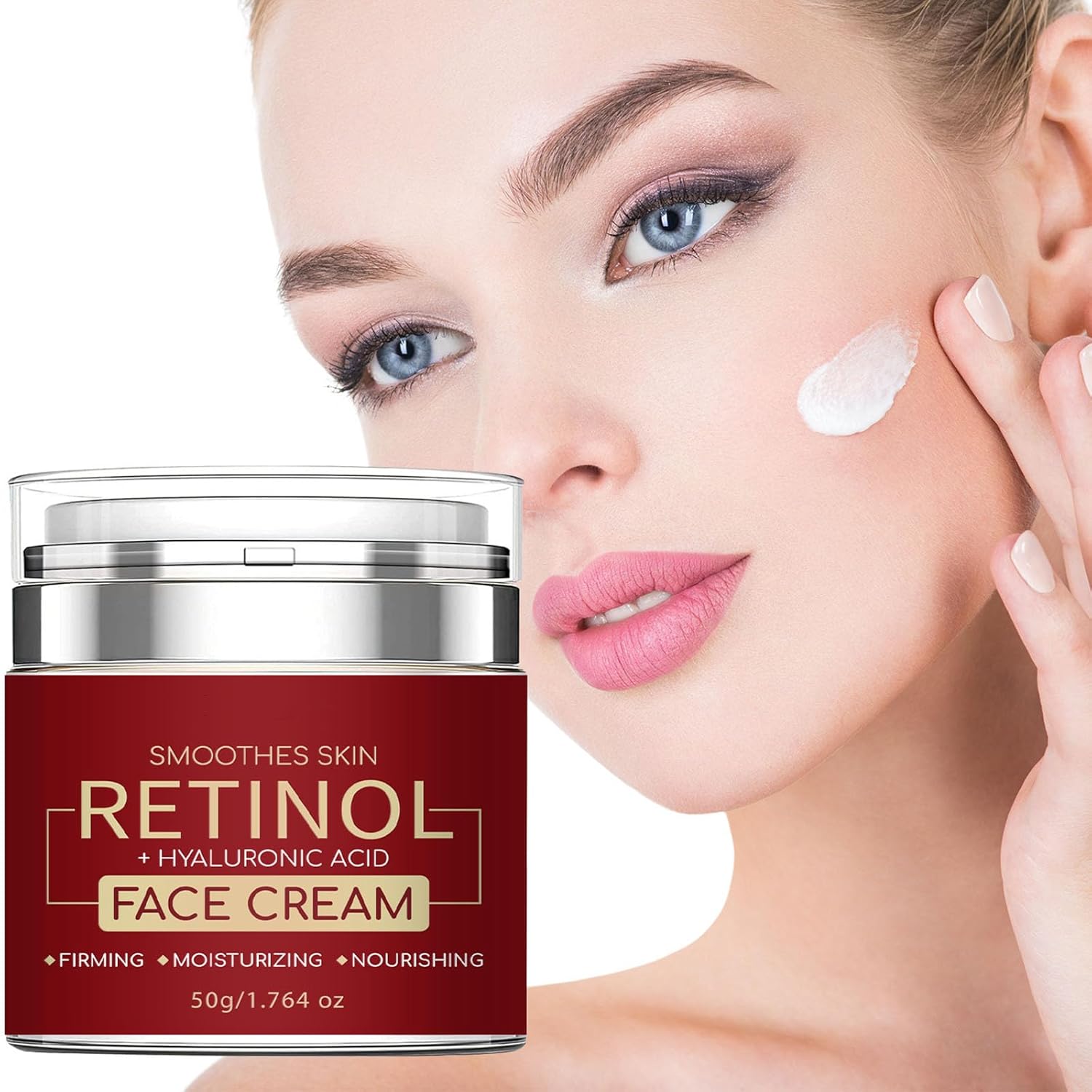Retinol Face Moisturizer with Hyaluronic Acid, Retinol Cream for Lifting Repairing Moisturzing Skin, Smoothes Skin Anti Wrinkle Cream for Women & Men - All Skin Types 1.76 Fl Oz - Image 2