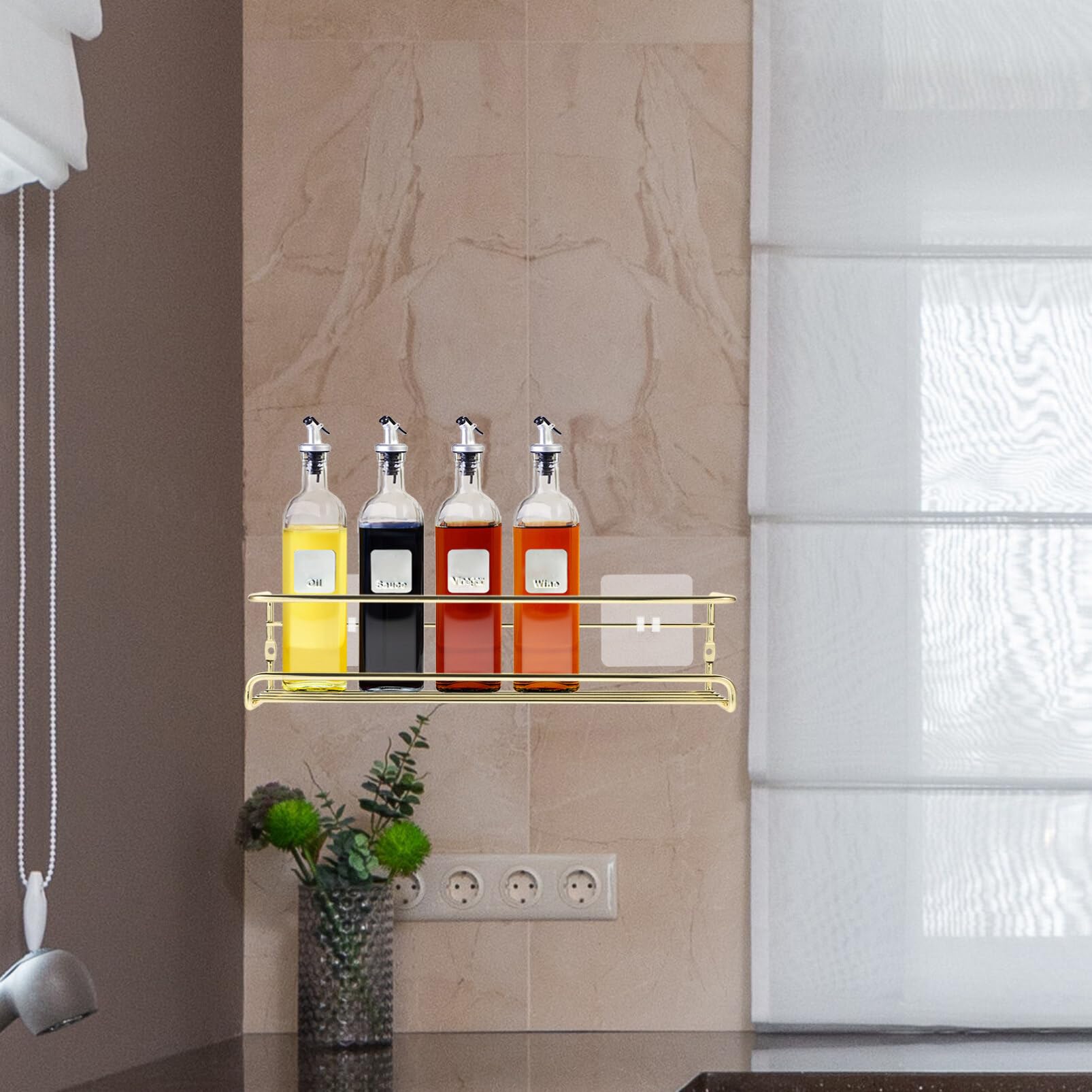 Kichvoe 1set Mensola Da Cucina Per Spezie Organizer Da Parete Per Riporre Condimenti e Utensili Perfetta Per Cucine e Bagni e Resistente Lucido