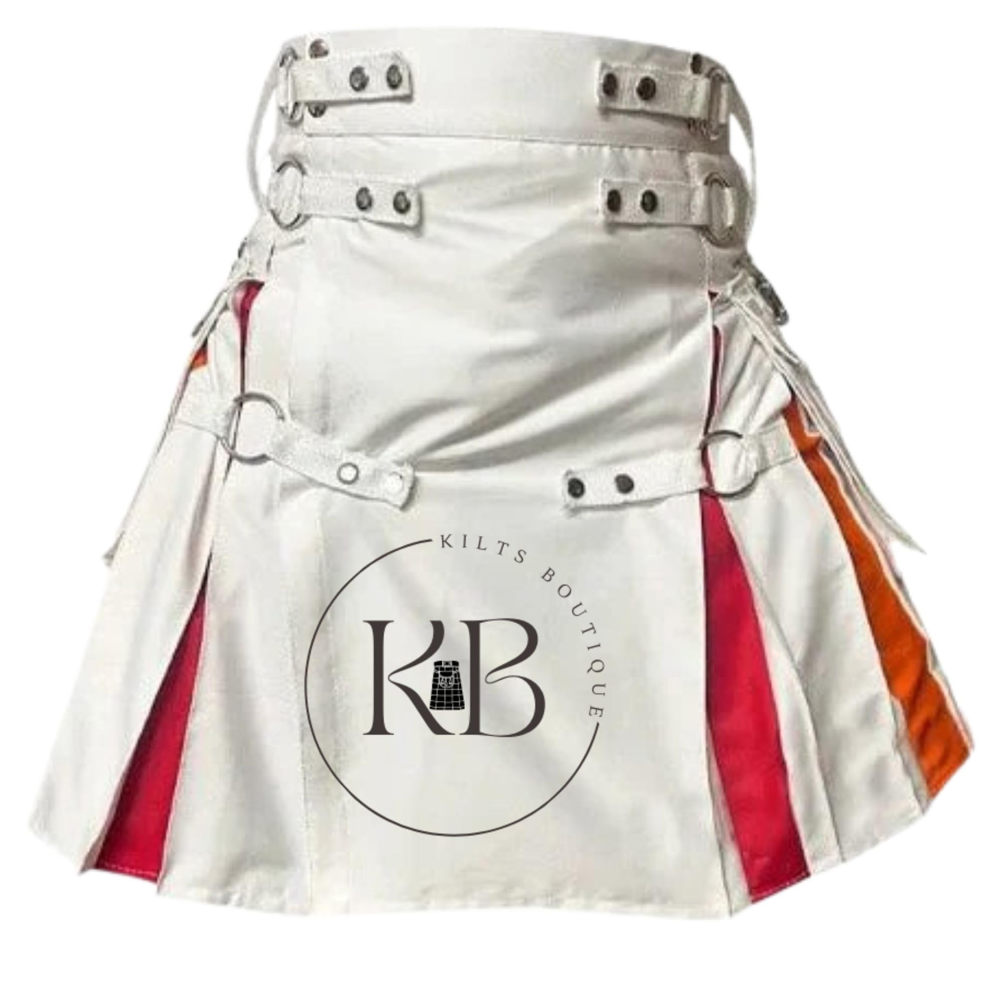 Rainbow Pride - Kilt multiuso da uomo, in cotone ibrido, cinghie in nylon, pieghe colorate