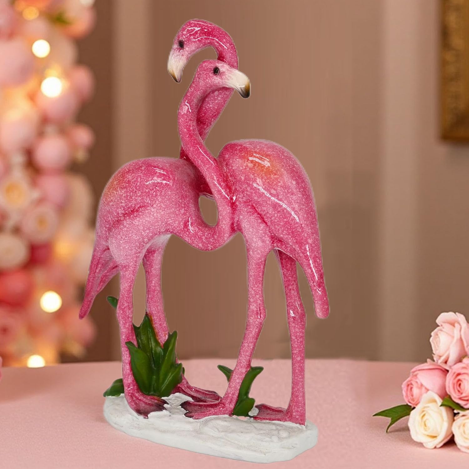 Juliahestia Pink Flamingo Gifts for Women Lovers Teachers Birthday Valentines Day Decorations Flamingo Ornaments Small Figurine Shelf Table Room Decor