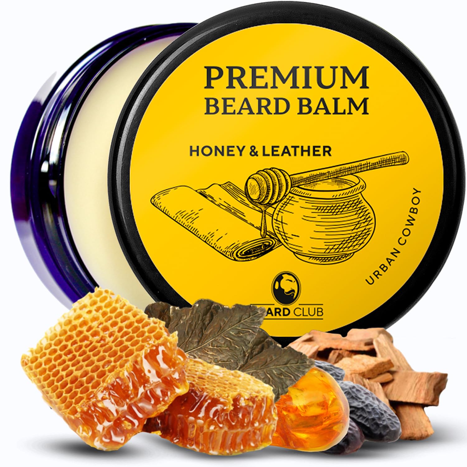Beard ClubPremium Balm | Urban Cowboy | The Best Conditioner & Softener to Shape & Style your , While Stopping Itch & Flakes | Natural & Organic | Great for Hair Care & Growth