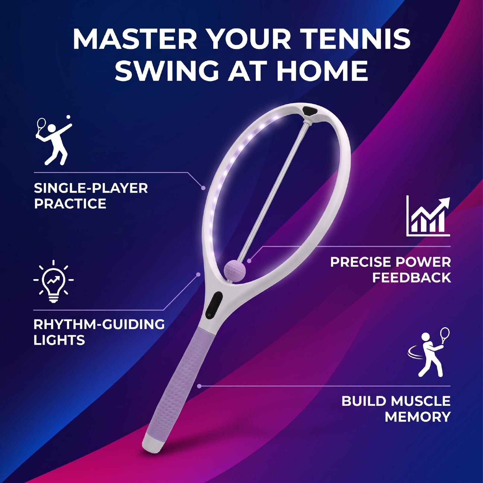 Racchetta da Allenamento Tennis, Racchetta con Rimbalzo | Struttura in PP e Silicone, Pratica Indoor, Palla a gravità Scorrevole