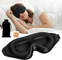 Vista 1 de Máscara de dormir 3D para dormir de lado, opaca y cero presión, espuma viscoelástica transpirable, apta para extensiones de pestañas, ajustable