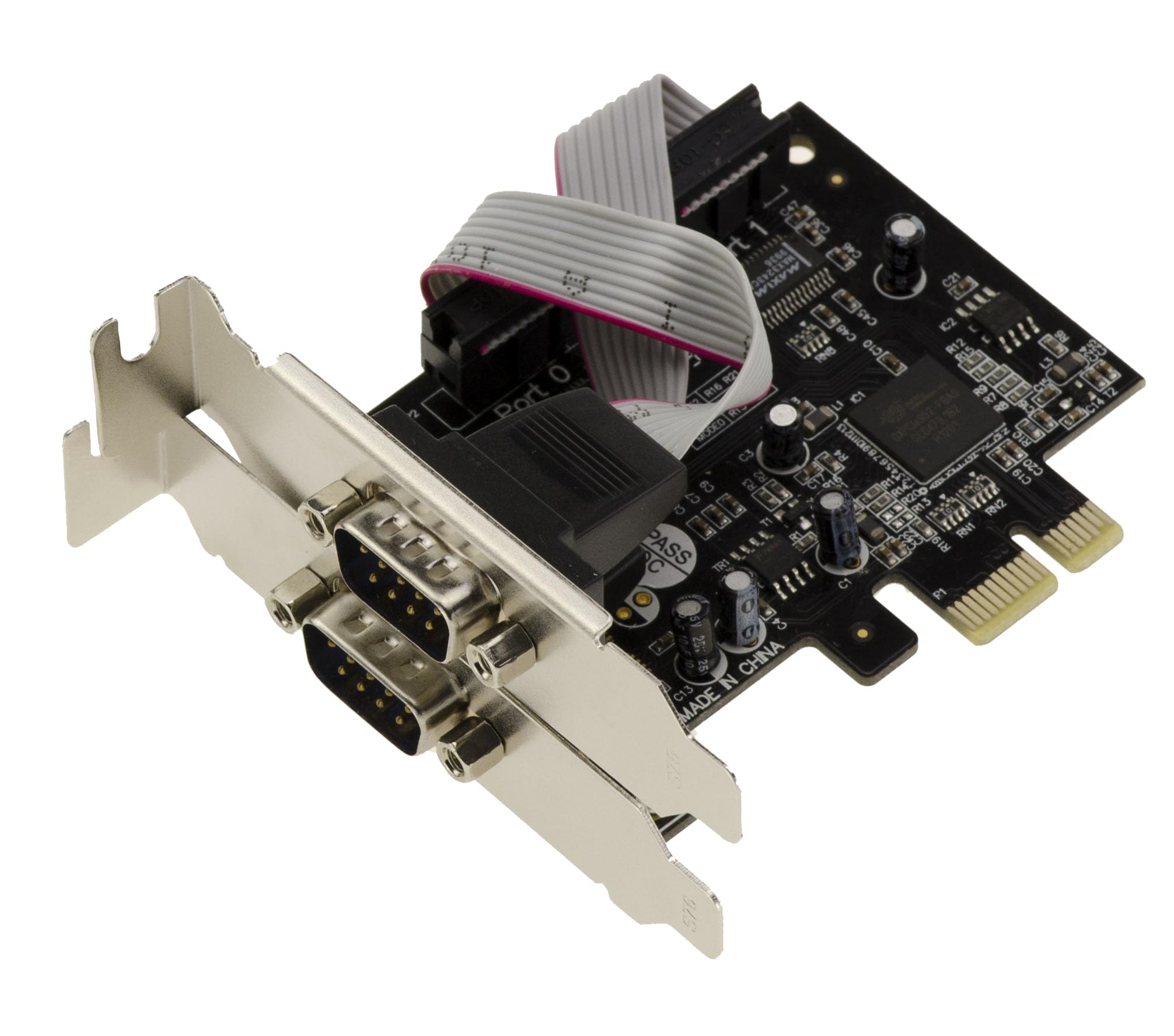 KALEA-INFORMATIQUE Carte contrôleur PCIe COM Série RS232 2 Ports DB9 avec Chipset Oxford OXPCIe952. Equerres Low et High Profile