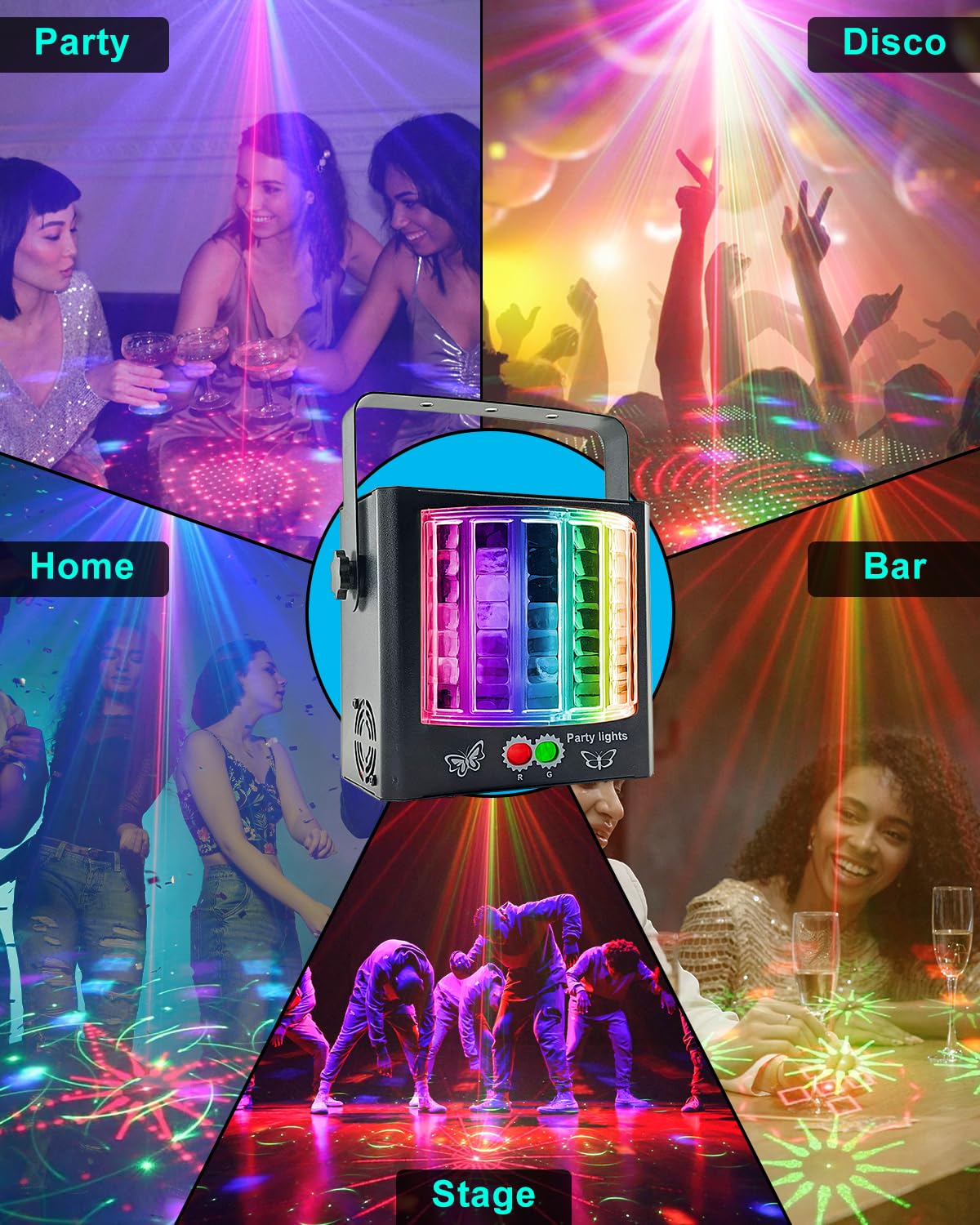 Eagou Diary Luces Discoteca para Casa, 23 Modos Luces Fiesta RGBP Flash Discoteca Mini Luces DJ Lámpara Discoteca Controlada por Control Remoto Luz LED Escenario para Home Party