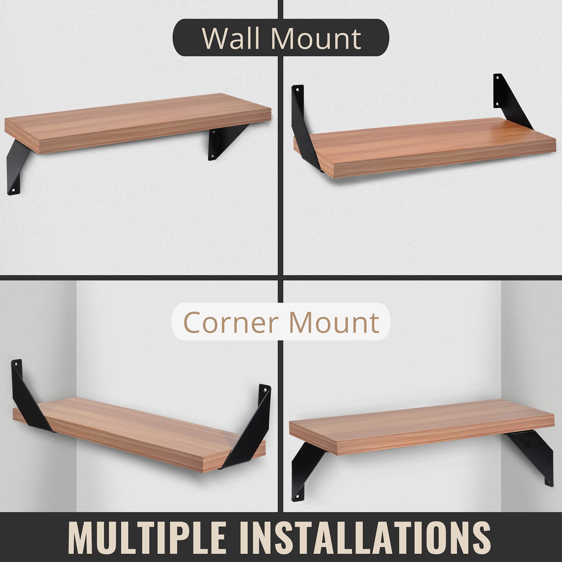 Buy BENEGA Shelf Brackets 6 Inch 4 Packs Floating Shelf Bracket Shelving Bracket