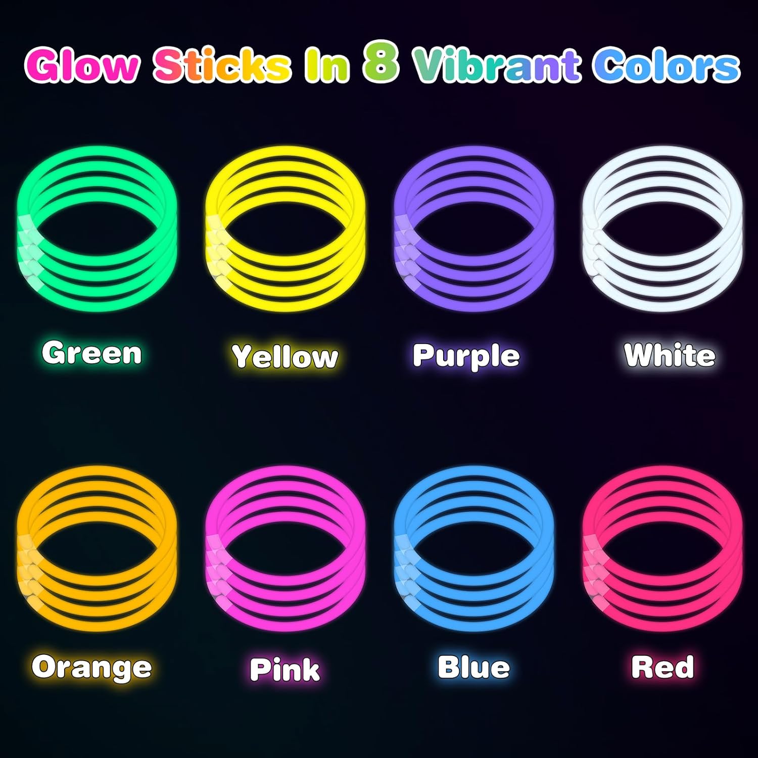 Glow Sticks for Bulk Party Pack, 8 Inch 1500 Pack Long-Lasting Glow Party Favors, Perfect for Halloween, Minecraft, Unicorn Birthday Decorations with 1500 Connectors - Image 2