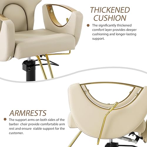 Vista 38 de KIGOTY Silla de peluquería reclinable, silla de peluquería reclinable, sillas de peluquería de altura ajustable para estilista, silla de peluquería