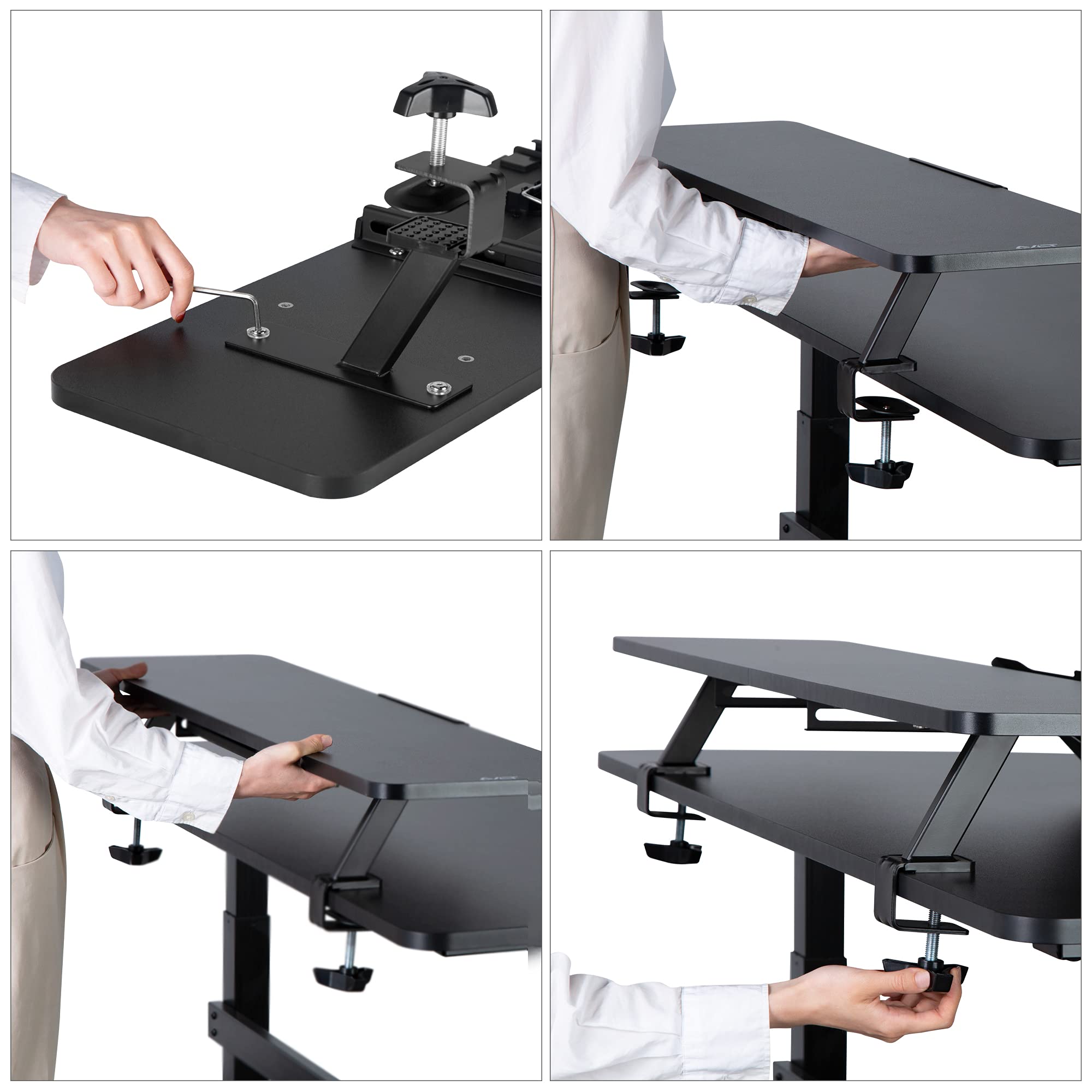 AVLT ClampOn 40 Inch Monitor Stand Shelf for Sit Stand Desks Supports Dual 32" Monitors