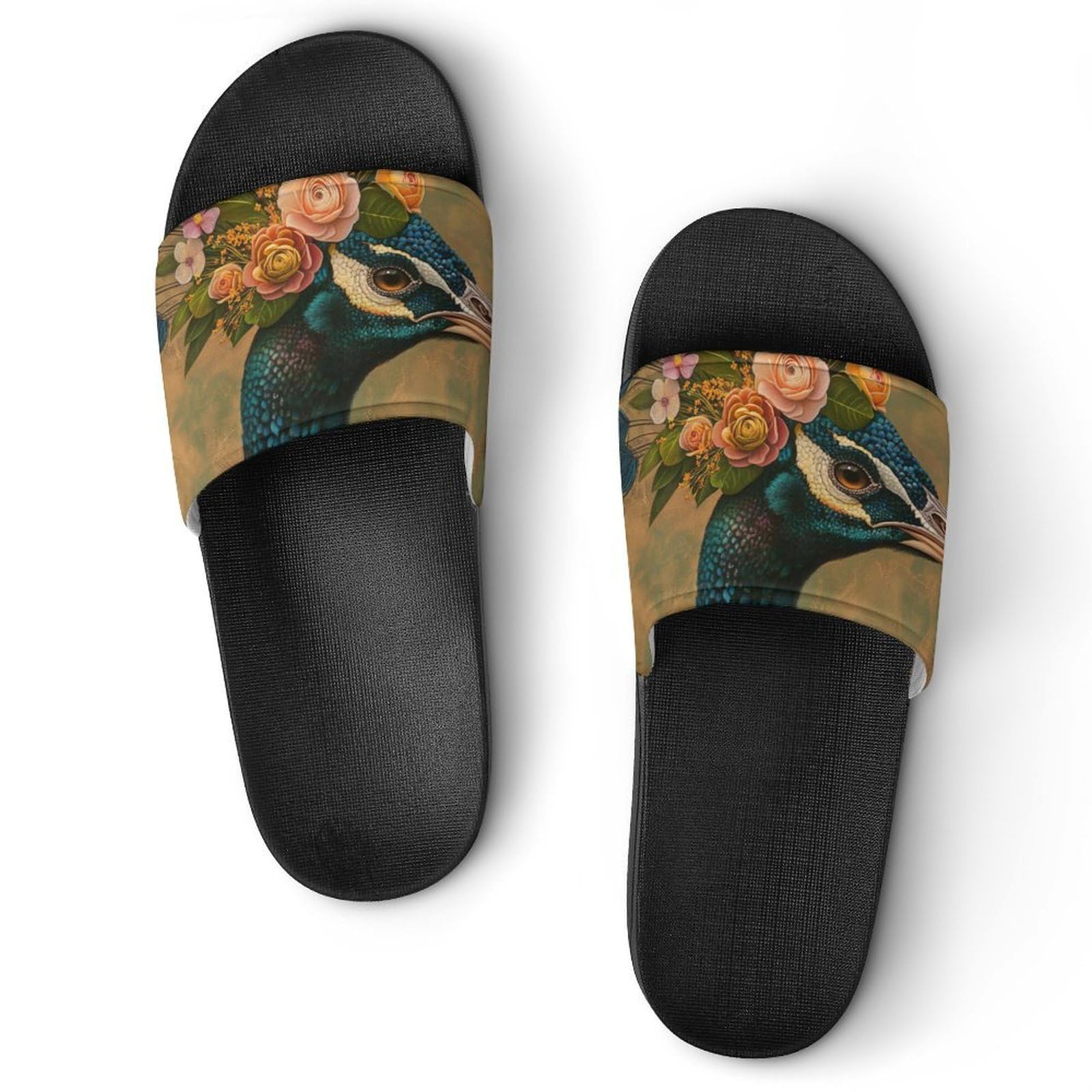 Chaussons de maison paon et fleurs pantoufles de bain pour vos moments de détente - 8