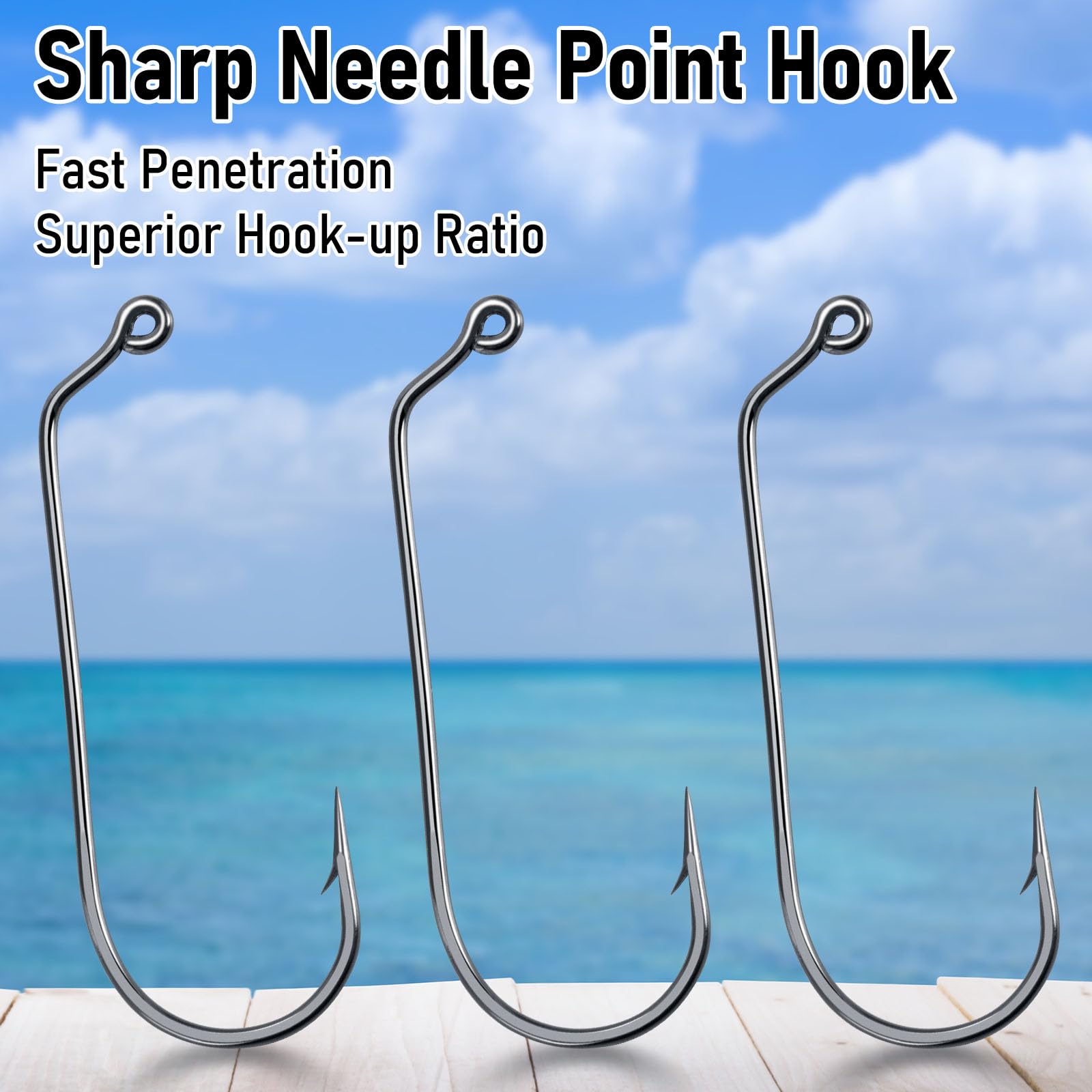 Dr.Fish Aberdeen Jig Ganci da pesca a 60 gradi in acciaio al carbonio ad alto tenore di carbonio ganci a gambo lungo curva rotonda nichel nero pesca Jig Making gancio forniture