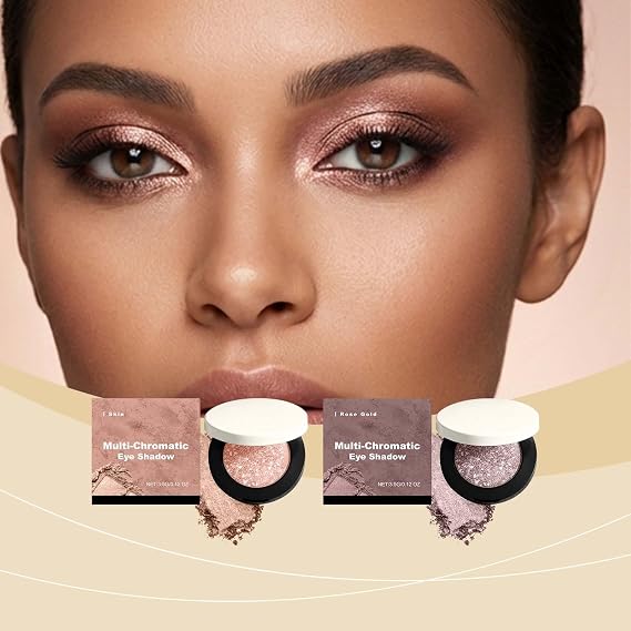 Multi Chromatic Eyeshadow, Multicolor Metallic Eyeshadow, Buildable, Shimmering Metallic Eyeshadows For Women, Long-Wear, Highly Pigmented Powder Eyeshadows (01#)