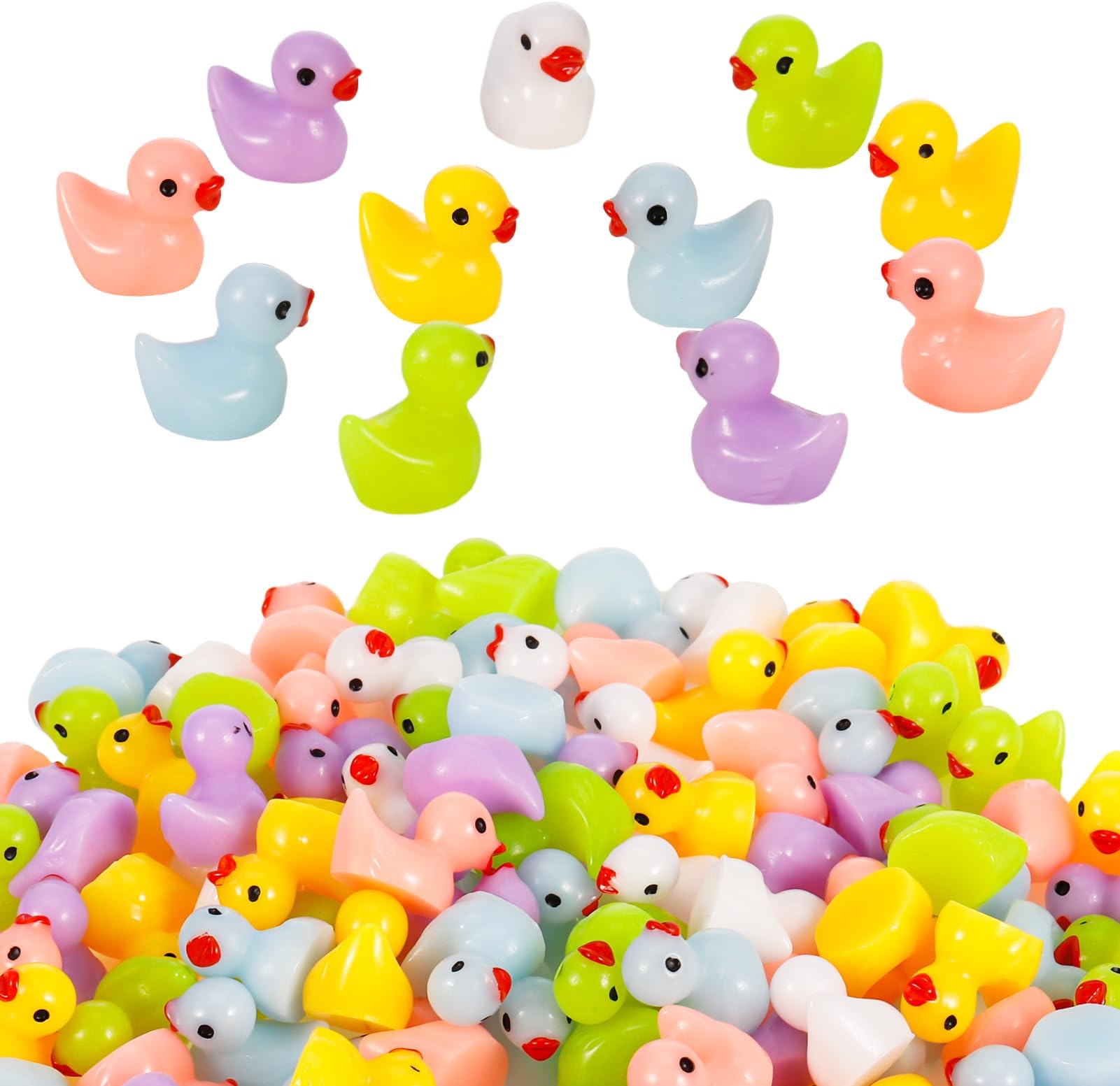 Heyu-Lotus 120 Pcs Mini Resin Ducks,Tiny Ducks Miniature Figures,Realistic Ducklings for Micro Fairy Garden Landscapes,Prank Game,Aquariums,Dollhouse Ornament,Christmas Birthday Party(6 Colors)