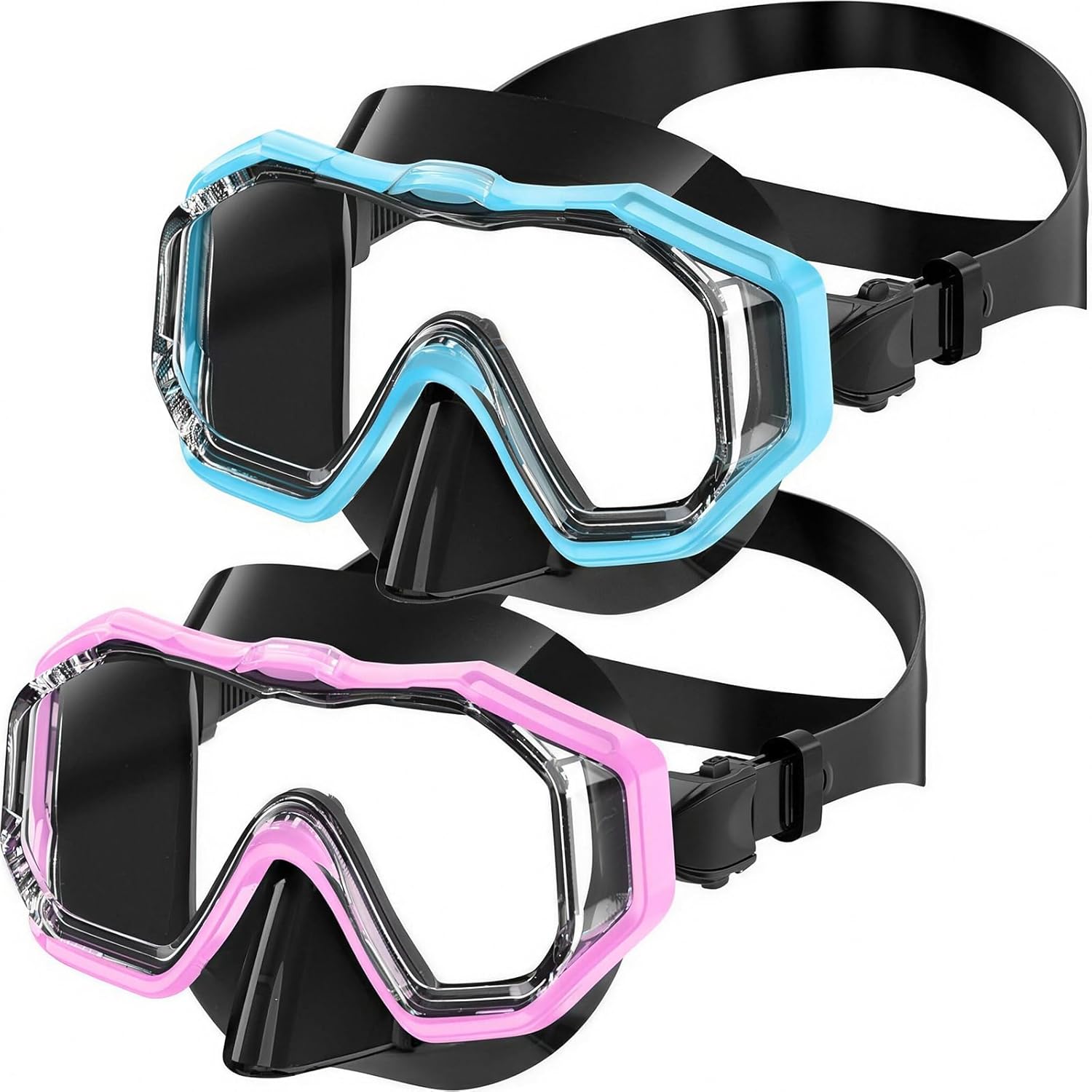 Bairuifu Swim Goggles for Kids 4-16, Anti-Shattered, Anti-Fog, 180° Panoramic View Swimming Goggles with Nose Cover