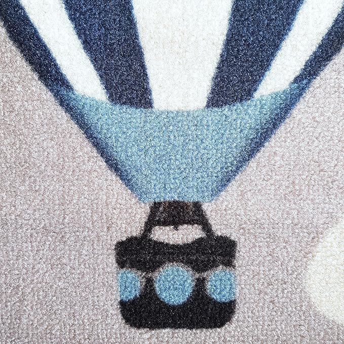 Image of Matz&More Plane Kids Floor Mat | 40x60 CM | Grey Blue | Nylon Tufted Gel Baking Anti-Slip | Home School Doormat | Children Play Room Entrance & Child Bedroom