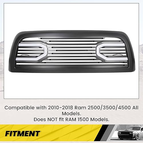 Miniatura 2 de KUAFU Parrilla de parachoques delantero con carcasa de repuesto, luces LED compatibles con Dodge Ram 2010 2011-2018 2500 3500 4500 Big Horn parrilla