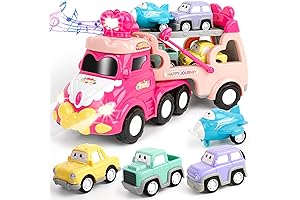 Pink Truck for 1 2 3 Year Old Girls: Carrier Truck with Light & Sound