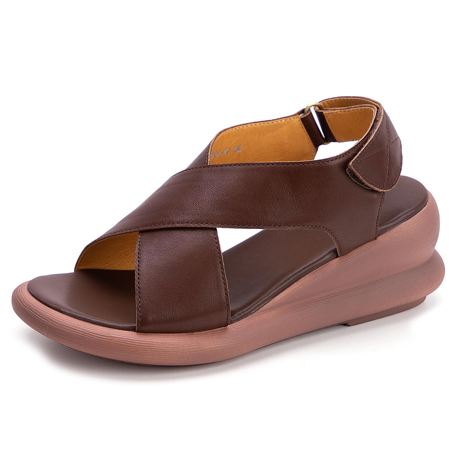 Sandali zeppa donna cinturini incrociati punta aperta platform | calzature tempo libero, abbinamento vestiti, uso vacanza, tomaia pelle, camminate città, guardaroba estate
