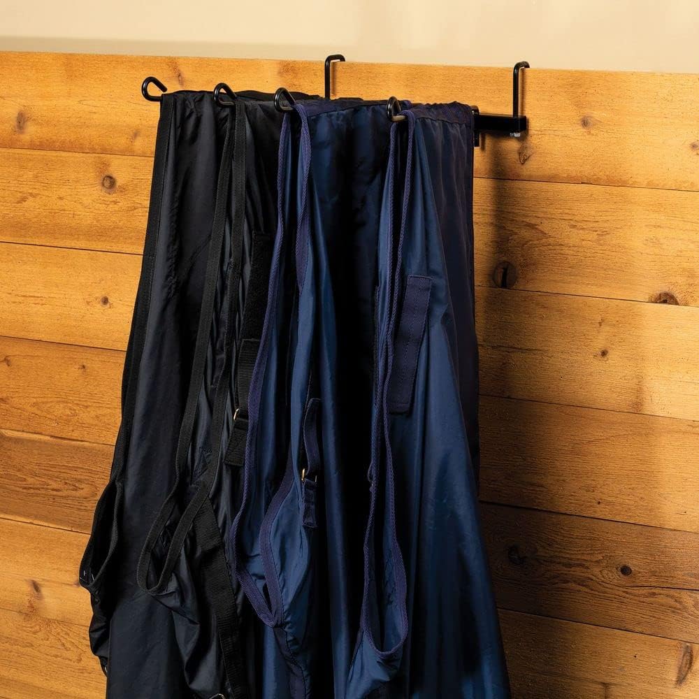 EASY-UP 4 Arm Swing Blanket and Pad Rack | Freestanding Portable Saddle Pad Rack for Horse Shows & Barns | Holds 4 Blankets or Pads | Removable Arms | Stable with T-Bar Base