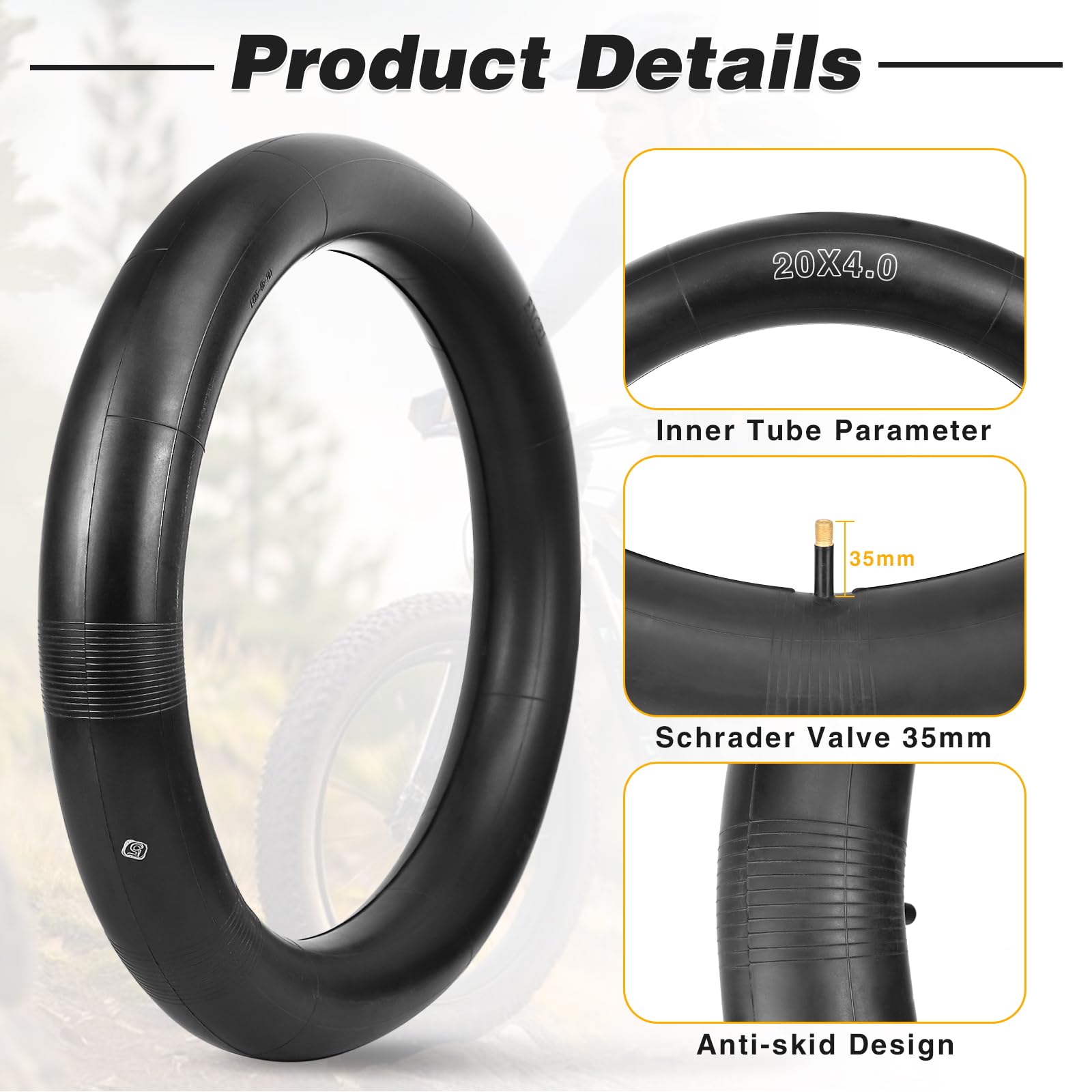 Chambre à Air De Vélo En Caoutchouc 20 X 3,0 Pour Fat Bikes Fat Bikes Fat Bike (1 Pièce