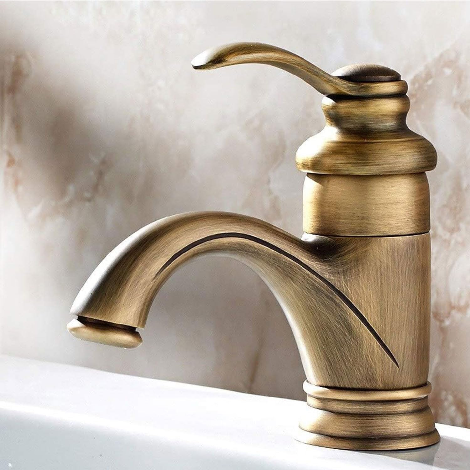 ENTHERONIC Retro Bathroom Sink Taps Gold Brass Hot And Cold Sink Mixer Tap Luxury Victorian Vintage Bath Faucet With Flexible Hoses For Bathroom Basin Sink Home Decoration