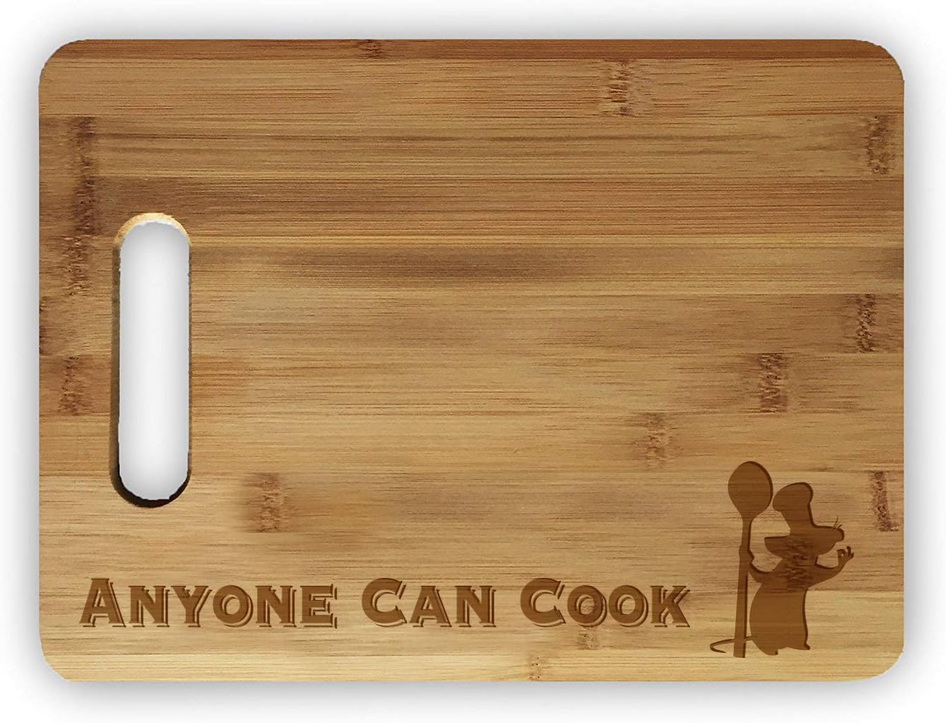 Hat Shark "Anyone Can Cook" Funny Laser Engraved Bamboo Cutting Board - Wedding, Housewarming, Anniversary, Birthday (11.5" x 8.75")
