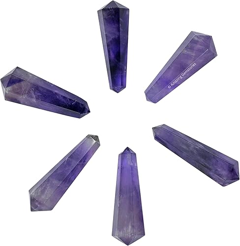 Miniatura 5 de Puntos de cristal de amatista, cristales curativos y piedras a granel, paquete de 3 puntas curativas de doble terminación, cristales a granel para