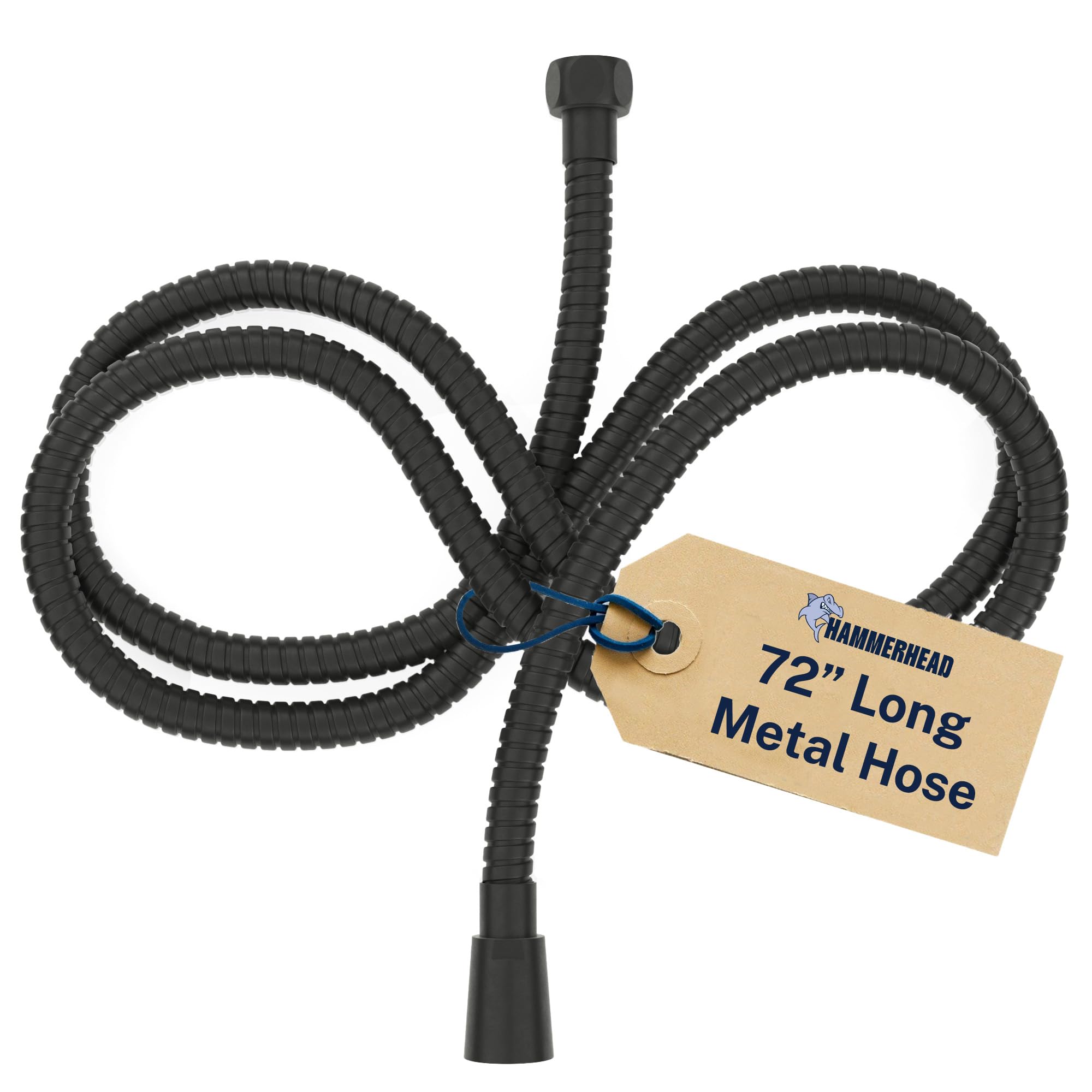 Hammerhead Showers All Metal Shower Hose Attachment for Showerhead, Extra-Long 72-Inch Universal Replacement Hose for Hand held Shower, Matte Black